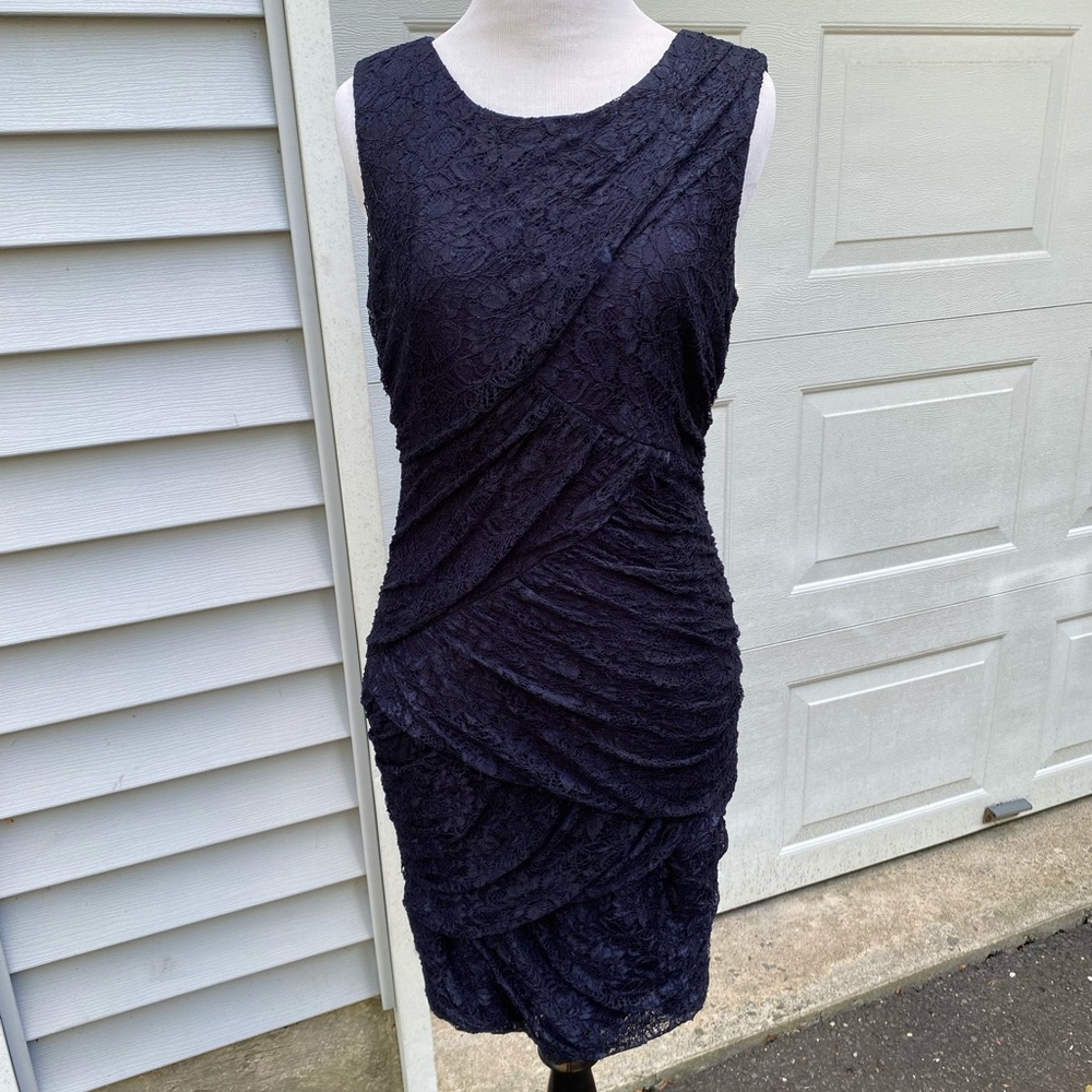 XSCAPE lace top layered dress